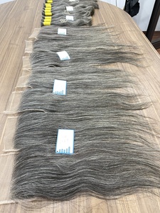 Prix usine haute qualité 100% Extensions de cheveux humains couleur grise fermeture à lacet frontale grand stock pas de perte ou d'emmêlement - Product Image 4