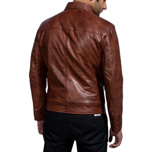 Veste d'hiver matelassée en cuir véritable pour homme, design personnalisé en gros, style original, marron chaud, 2026 - Product Image 4