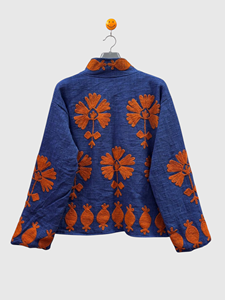 Veste à col mandarin brodée à la main avec des motifs floraux, manches longues, en velours, pour adulte, vêtements d'hiver, style élégant - Product Image 2