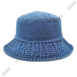 SIBRIN Custom Logo Denim Bucket <b>Hat</b> Unisex Washed Cotton Fisherman Caps Streetwear Skateboard Outdoor Summer Sports Bucket Caps - Product Image 1