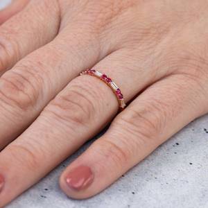 Ruby Baguette Eternity <b>Ring</b> Toryn Half Three Quarters Full <b>Stacking</b> Wedding <b>Ring</b> 925 Sterling Silver 14K Gold Plated - Product Image 5