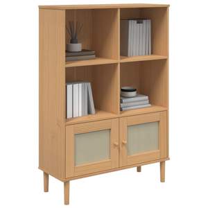 Libreria SENJA legno massello pino 35.4 "x 13.8" x 51.2 "Rattan Look marrone - Product Image 4