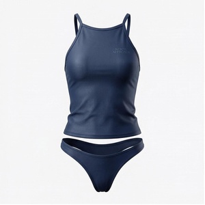Ensemble bikini 2 pièces pour femme NORTH APPROACH, haut halter uni bleu marine, bas string, maillot de bain extensible, respirant, séchage rapide - Product Image 1