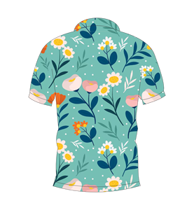 Polo à manches courtes pour hommes, imprimé floral bleu sarcelle, décontracté, mode été, chemise de golf - Product Image 5