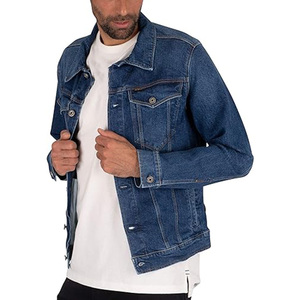 Veste en jean décontractée bleue délavée pour homme, col rabattu, boutonnage simple, manches longues, vêtement d'extérieur printemps - Product Image 1