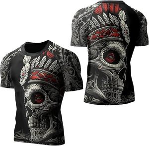 เสื้อรัดรูปแขนสั้นสีแดงสำหรับผู้ชาย แห้งเร็ว ผลิตจากโพลีเอสเตอร์ ไซส์ผู้ใหญ่ ไร้ตะเข็บ ย้อมสีพื้น - Product Image 3