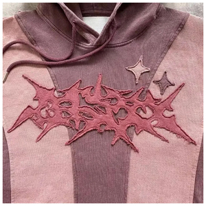 เสื้อฮู้ดดี้ทรงโอเวอร์ไซส์ ไหล่ตก ผ้าฟลีซน้ำหนักเบา ปักลายกราฟิกสีสันสดใส ดีไซน์ของตัวเอง ผลิตจำนวนน้อยได้ สไตล์สตรีท - Product Image 3