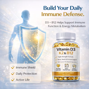 Capsule di Vitamina D3 + K2 MK7 5000 UI 125 Mcg, Integratore per il Supporto Osseo, Etichetta Privata, Formula Personalizzata OEM - Product Image 4