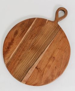 Planche à découper ronde en bois faite à la main, forme ronde avec poignée, planche à découper en acacia durable pour la cuisine - Product Image 1