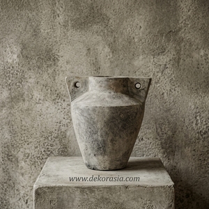 Grey Rustic Handmade <b>Ceramic</b> <b>Vase</b> Sculptural Floor Flower Pot Home Decor - Product Image 5