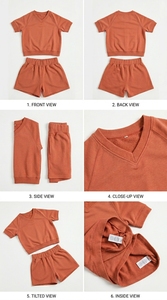 Ensemble short et t-shirt en coton unisexe, tissu doux et respirant, coupe confortable, tenue décontractée pour tous les jours - Product Image 3