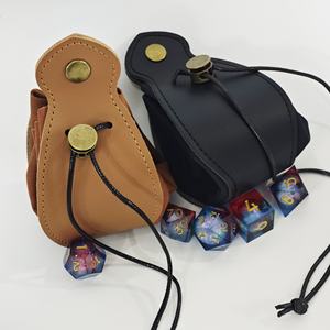 Handmade Leather <b>Dice</b> Bag With Drawstring Closure Brown And Black Classic Style DND Polyhedral <b>Dice</b> Storage Pouch - Product Image 6