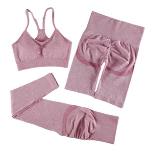 Ensemble 2 pièces de leggings de yoga taille mi-haute Mowin Sexy Sports, impression personnalisée, sans couture, respirant, polyester/coton, vêtements de yoga pour femmes - Product Image 1