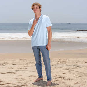 T-shirt pour homme en coton 100% brodé de qualité supérieure, 230g, couleur bleu bébé, confortable, décontracté, streetwear, tee-shirt doux et respirant - Product Image 4