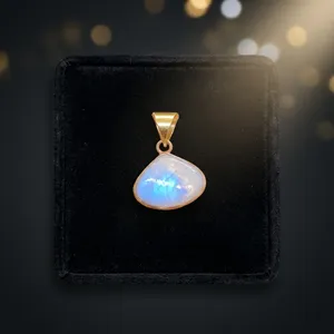 Rainbow <b>Moonstone</b> Brass Pendant | Handmade Brass Gemstone Pendant | Natural Rainbow <b>Moonstone</b> <b>Jewelry</b> - Product Image 5