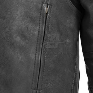 Veste de moto en cuir au design classique, prix de gros d'usine, veste de motard pour homme de haute qualité - Product Image 6