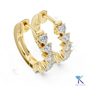 Boucles d'oreilles créoles Huggie en or massif 14K 18K avec diamants CVD taille cœur cultivés en laboratoire, bijoux fins pour femmes, vente en gros fabricant - Product Image 4
