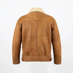 Custom <b>Men's</b> Eco-Friendly Waterproof Windproof <b>Shearling</b> Leather <b>Jacket</b> Winter Faux Fur Lined Brown Suede Coat OEM ODM Wholesale - Product Image 6