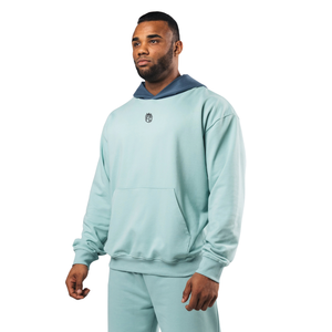 Sweat à capuche bicolore pour homme en mélange de coton et polaire, style décontracté streetwear, haut de sport, fabrication OEM personnalisée - Product Image 2