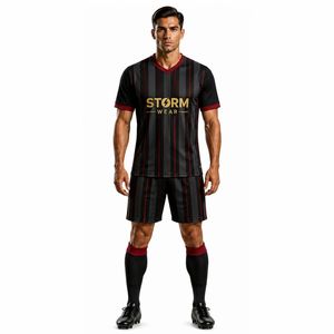 Maillot de football personnalisé en tissu mesh 100% polyester, extensible dans quatre sens, respirant, maillots de football OEM, uniforme de football personnalisé - Product Image 2