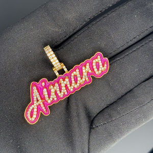 จี้สร้อยคอเพชรรูปตัวอักษร VVS Moissanite เคลือบสีเงิน925จี้ชื่อตัวอักษร Moissanite เคลือบสีชมพู - Product Image 3