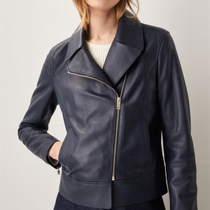 New Women's Genuine Sheep Skin Leather Motorcycle Jacket with Bold Plaid Design Breathable & Durable Leather jackets - Product Image 6