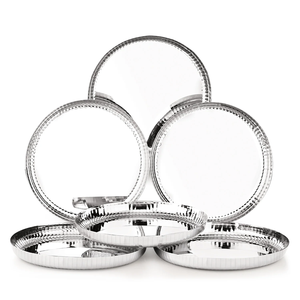 Platos base de acero inoxidable, vajilla metálica plateada para bodas, platos base redondos para fiestas. - Product Image 1