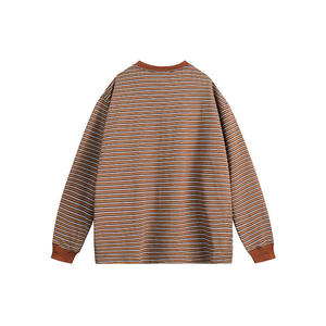 Pull pour homme en tricot à col rond avec broderie rayée contrastée, 95% coton, écologique, séchage rapide, anti-boulochage, 200g, décontracté, ODM - Product Image 3