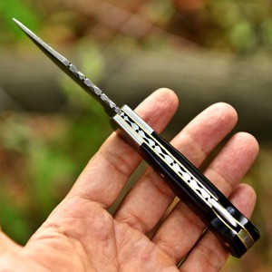 Wholesale Best Quality Industrial Grade Damascus Steel Pocket Knife EDC Razor Sharp <b>Back</b> Lock Folding Knives <b>Drop</b> Point Blade - Product Image 5