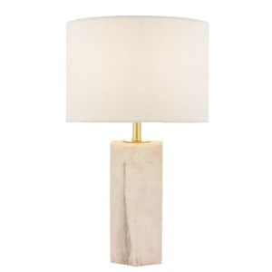 Lámpara de mesa de mármol de alta gama que exhibe una geometría cilíndrica suave, textura de mármol natural auténtica e iluminación ambiental superior. - Product Image 6