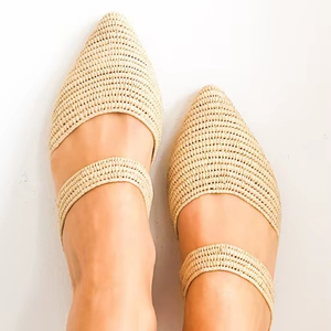 Mules d'été en raphia faites à la main : Babouches marocaines - Product Image 1