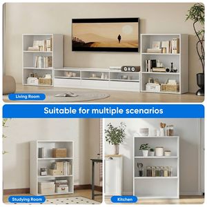 Librero Alto de 3 Niveles, 40 Pulgadas, Estantería Abierta para Almacenamiento en el Hogar, Oficina, Sala de Estar, Dormitorio - Blanco - Product Image 2