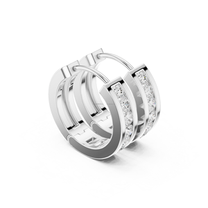 Classic Style Double Sided Inlaid Sparkling Round Zirconia <b>Silver</b> 925 Women <b>Hoop</b> <b>Earrings</b> Fits for Birthday Graduation Season - Product Image 2