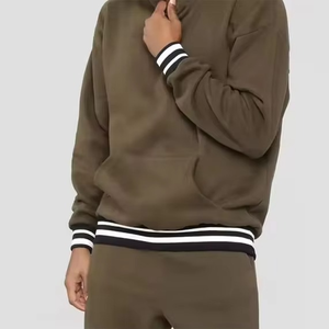 Nueva llegada: Sudadera con capucha de forro polar teñido liso de algodón 100% de 300 g para hombre, corte regular, manga larga, hombros caídos, ideal para invierno. - Product Image 5