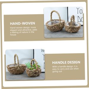 Hot Trending Straw <b>Woven</b> Flower <b>Basket</b> for Wedding Sundries Holder Desktop Storage <b>Basket</b> Floral Arrangement Rustic Home Decor - Product Image 3