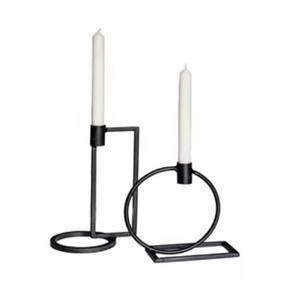 Juego de 2 Portavelas Clásicos de Metal Negro, Candelabros Modernos de Hierro Ondulado, Centro de Mesa para Decoración del Hogar y Fiestas - Product Image 6