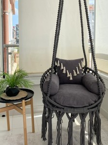 Macrame <b>Hammock</b> Chair, Macrame Round <b>Swing</b>, Hanging Cotton Macrame <b>Hammock</b> Chair, Macrame <b>Swing</b> Chair, Macrame handmade <b>Swing</b> - Product Image 2