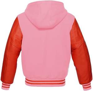 Chaqueta Varsity de Béisbol para Hombre, con Capucha de Lana, Mangas de Cuero Genuino, Bordado Personalizado - Product Image 6