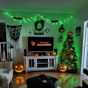 200 LED Halloween Outdoor <b>Lights</b> 66ft Green String <b>Lights</b> <b>Plug</b>-In Connectable Christmas Lighting String - Product Image 2
