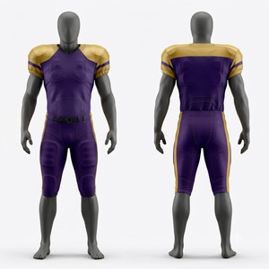 Uniforme de Fútbol Americano Personalizado, Jersey Sublimado Morado y Dorado, Pantalones Acolchados, Ajustados, Transpirables, que Absorben la Humedad, Ropa Deportiva para Hombre - Product Image 1