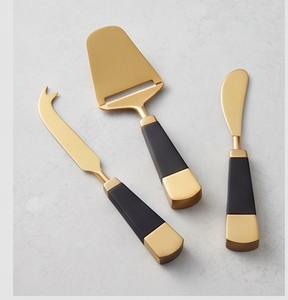 Classic <b>Cheese</b> <b>Knife</b> <b>Set</b> Gold Black Handle Copper Blade Durable Kitchen Tools For <b>Cheese</b> Serving Use And Hotel Use - Product Image 1