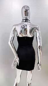 Robe de Soirée Sexy et Luxueuse pour Femme, Mini Moulante, Bustier, Ornée de Perles et Cristaux, Style Industriel Moderne, Idéale pour Cocktails et Fêtes - Product Image 5