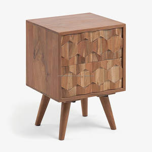 Mesita de Noche de Madera Maciza de Mango Hecha a Mano con Cajón Tallado, Mueble Moderno para Dormitorio, Ideal para Almacenes - Exportación Mundial - Product Image 1
