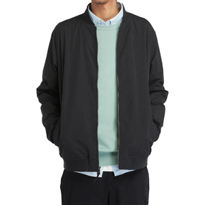 Sports Style Black Men's Bomber <b>Jacket</b> with Stand Collar Zipper Closure <b>Long</b> Sleeves <b>Waterproof</b> & Windproof High Quality OEM - Product Image 1
