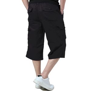 Pantalones Cortos Deportivos Cargo Negros para Hombre con Paneles de Ventilación y Tela Antitranspirante, Lona 100% Poliéster, Cintura Elástica - Product Image 6