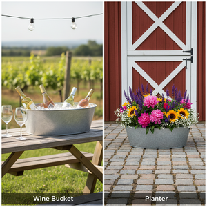 Headway Crafts - Recipiente Ovalado Reutilizable y Lavable para Fiestas, de Hierro, 18.5x13.5x9 Pulgadas - Product Image 3