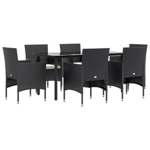 Set da pranzo Patio nero da 7 pezzi con cuscini per mobili da esterno - Product Image 3