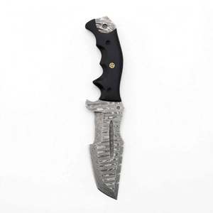Couteau de cuisine utilitaire artisanal en acier Damas, manche noir G10, outil de préparation - Product Image 4