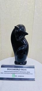 Brass American Style Handmade Eco-Friendly Customizable <b>Cat</b> Figurine Pet <b>Urn</b> with White and Black Colors - Product Image 2