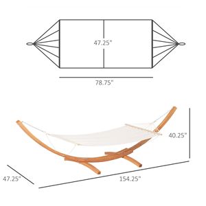 Amaca ad Arco in Legno da Esterno 47FT x 154FT con Supporto, Letto Singolo, Cinghie e Ganci in Metallo Bianco per Soggiorno o Palestra - Product Image 3